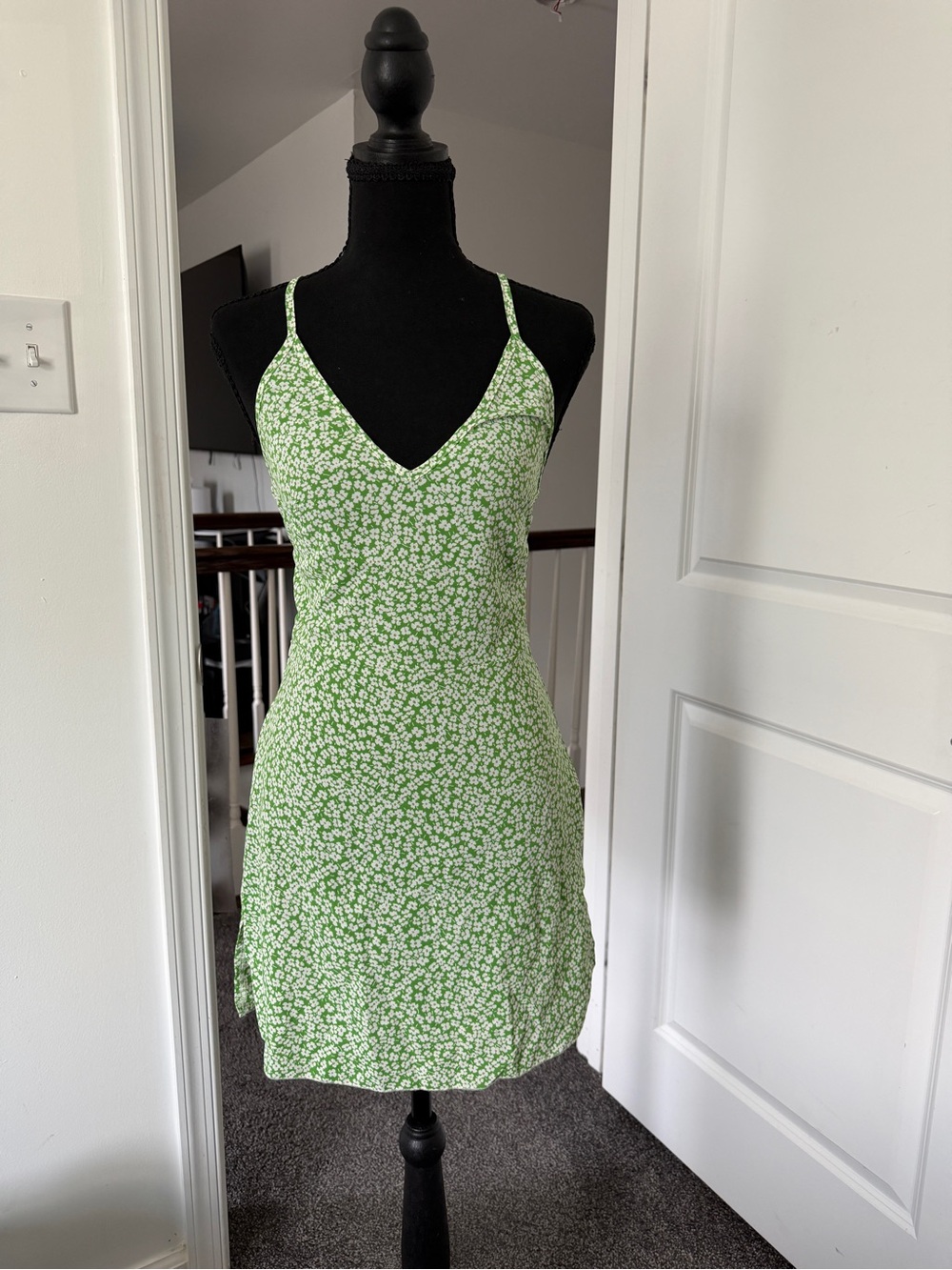 SHEIN Green Floral Slip Mini Dress